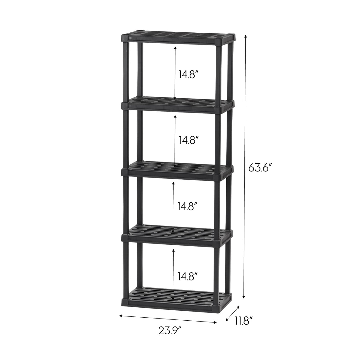 IRIS USA 3-Tier 58" H and 5-Tier 64" H Heavy Duty Storage Shelves Bundle, Recycled Plastic Home Organizers