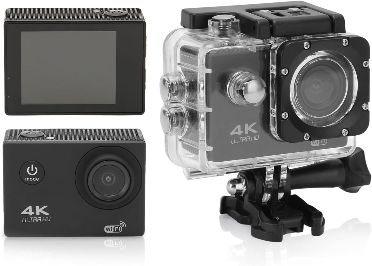 Sanpyl 4K 30FPS 16MP 30M 2.0 Inch 170 Swimming Action Camera, Ultra HD Underwater Sports Camera with Screen, Degree