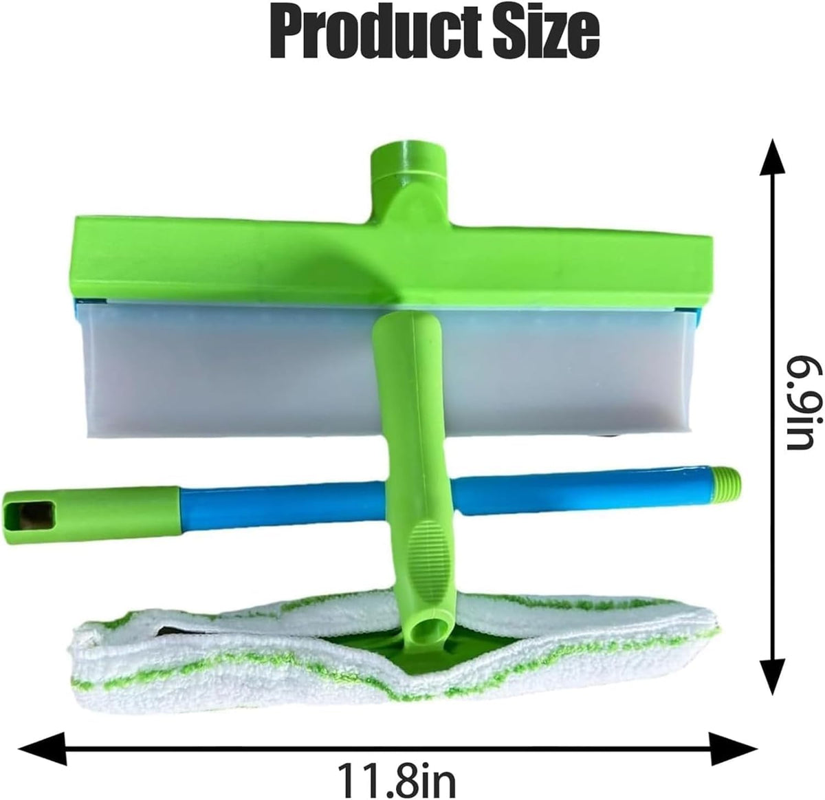 Byblix Squeegee, Byblix Window Squeegee, Byblix Recyclable Silicone Window Squeegee Kit, 3 in 1 Window Cleaning Scraper with Silicone Squeegee&Microfiber Scrubber, Blue+Green 2pcs