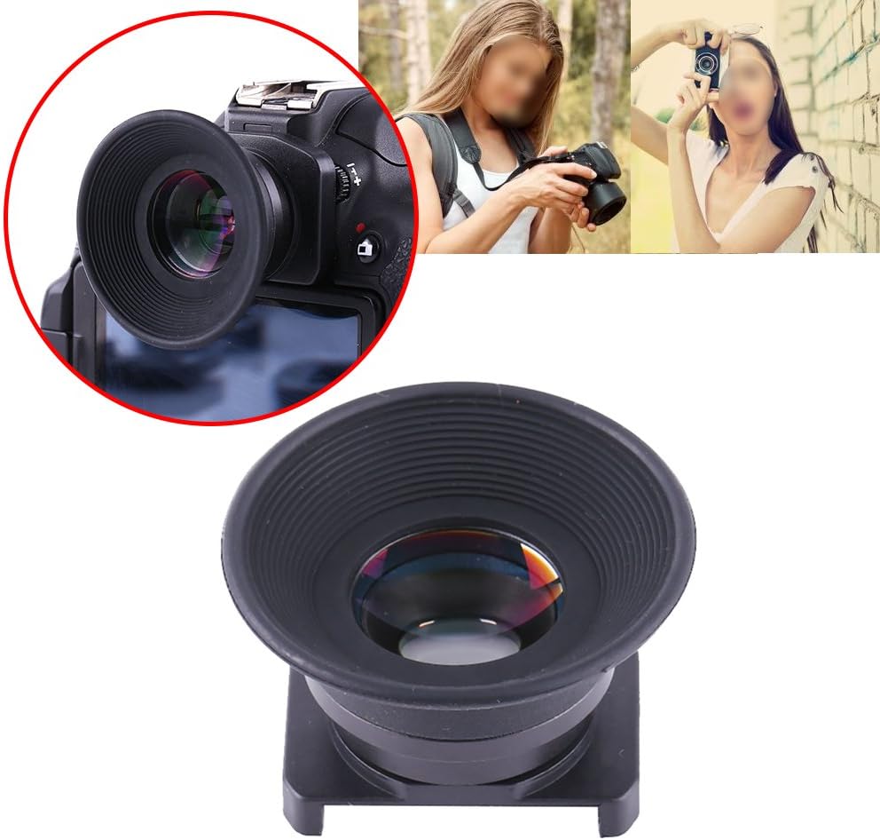 Shenprymic 1.5X 6 Fixed Focus Viewfinder Eyepiece Magnifier for DSLR Camera, Durable Eyecup with Mounting Bases, Clear