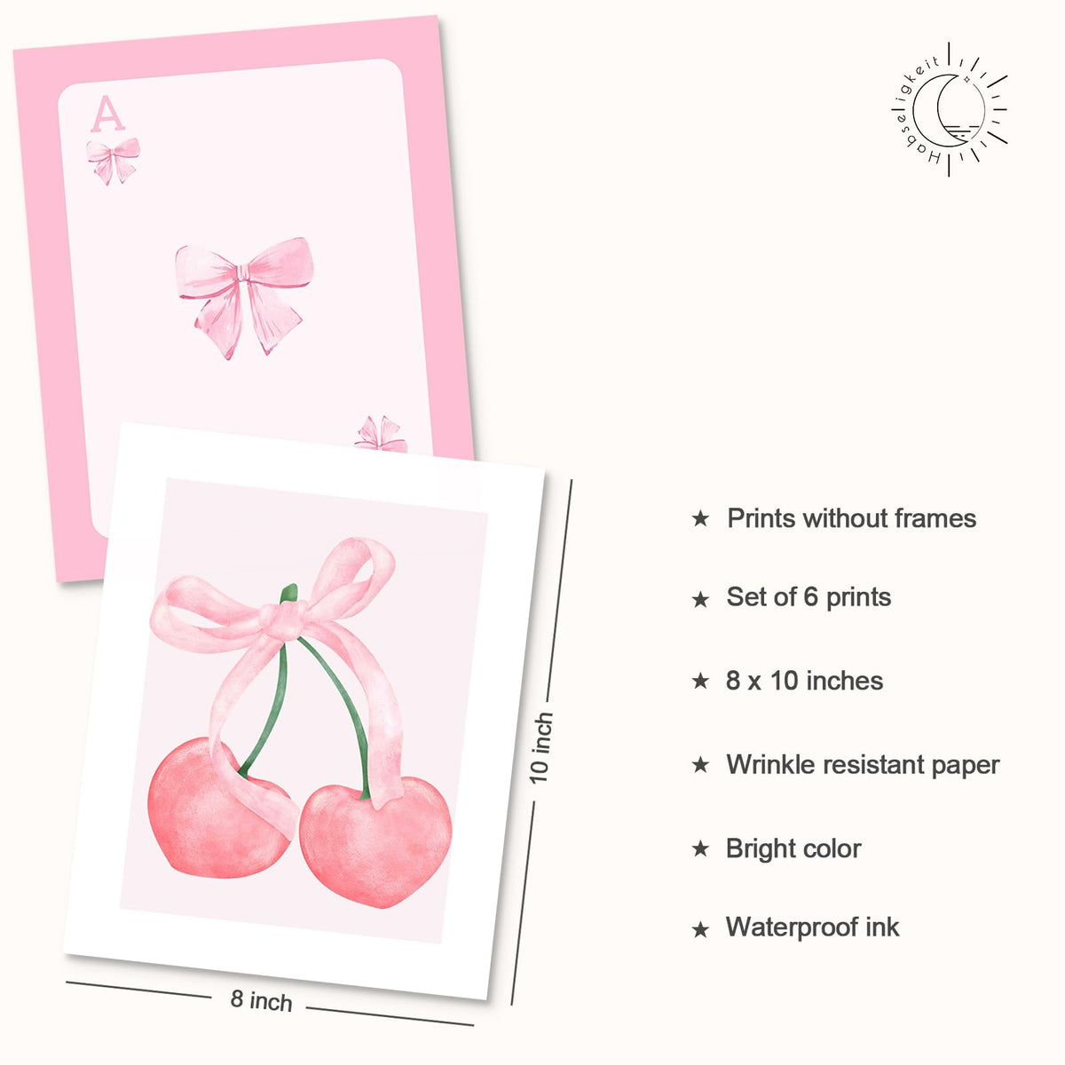 Habseligkeit Pink Danish Pastel Wall Art Prints, Woman Fashion Wall Art Posters for Room Decor Aesthetic, Unique Room Decor for Girls Dorm, Unframed, 8x10in, Set of 6