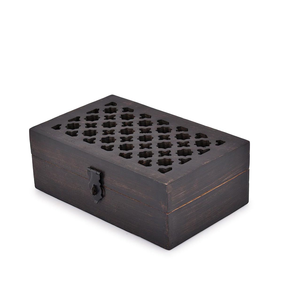 BHAVATU Mango Wood Decorative Wooden Box with Hinged Lid Ideal for Keepsakes, Trinkets, Jewelry and Other Stash (8" x 5" x 3")