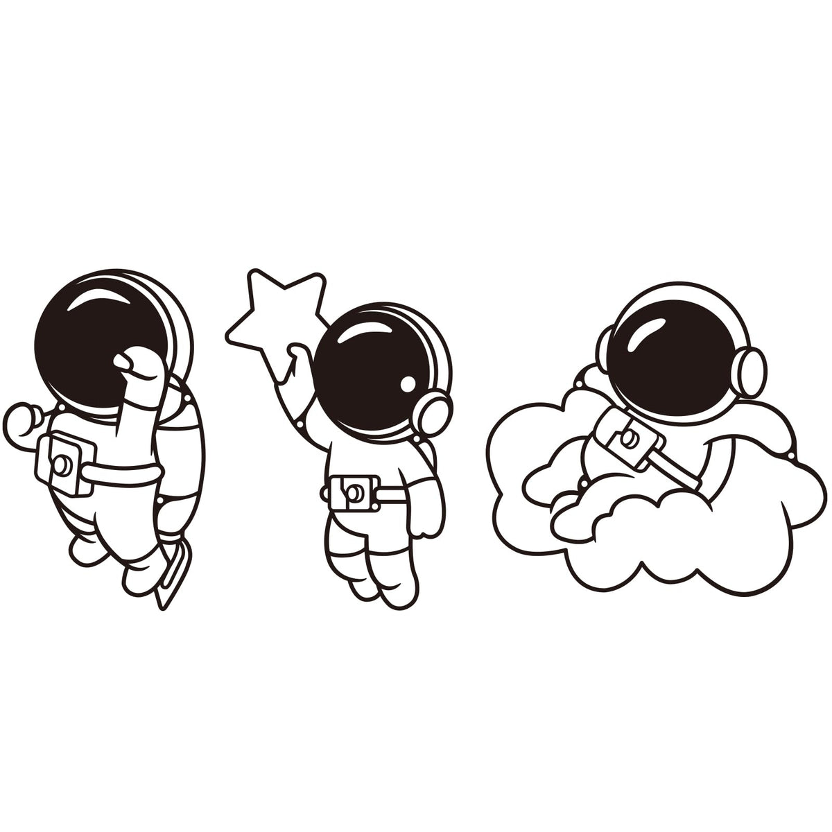 Jasscare Metal Astronaut Wall Art Decor Set of 3, Spaceman Iron Wall Hanging, Modern Space Themed Wall Decoration for Kids Room Bedroom Living Room Nursery, Gifts for Space Lovers