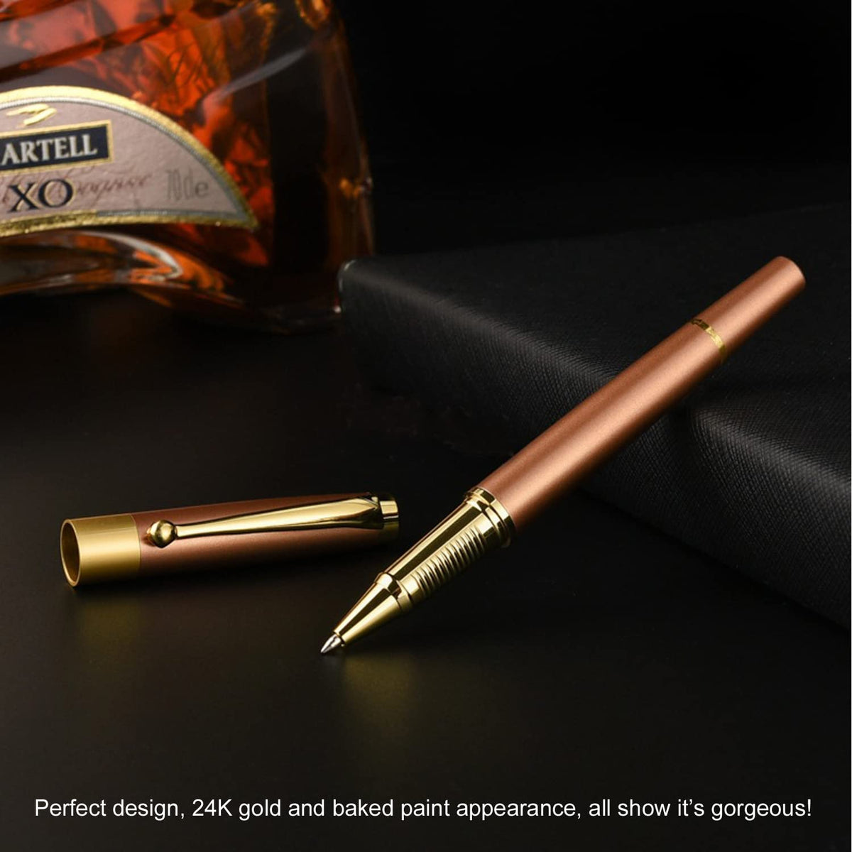 YIVONKA Ballpoint Pen Black Refill,Luxury Ballpoint Line width 0.5mm,Best Ball Pen Gift Set for Men & Women Professional Executive,Office,Nice BallPens Classy Gift Box (Rose Gold)