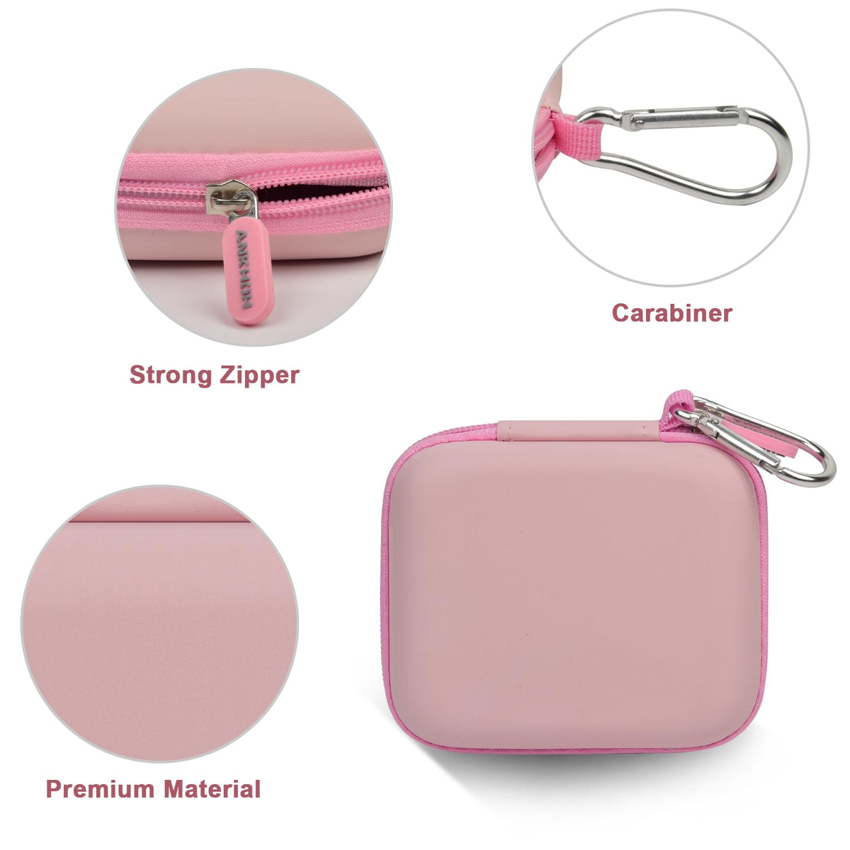 ANKHOH Case for Clutch Pro Portable Charger/iPhone/INIU/podoru/Anker MagGo/Anker Nano Magsafe/TRKOY/Anker 621/ golioklsy Power Bank Travel Storage for Battery Pack, USB Charging Cable(Box Only) Pink