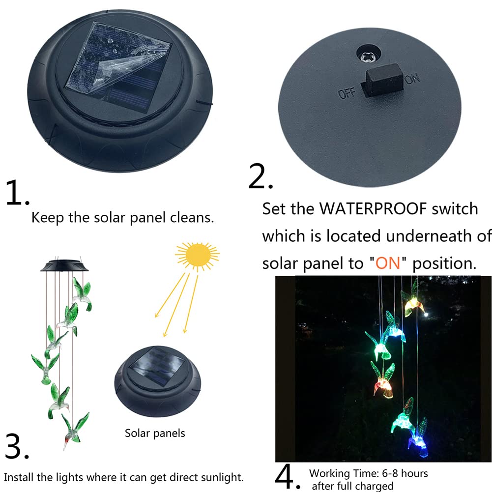 Hummingbird Solar Chimes,Unique Birthday Gifts for Women/Mom/Grandma,Best Idears Grardening