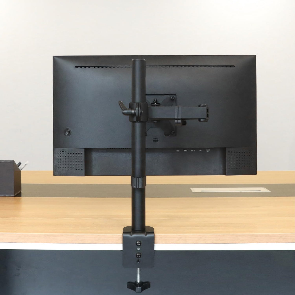 Amazon Basics 32" Adjustable Single Computer Monitor Desk Mount Arm, Holds up to and Ultrawide Monitors, Black
