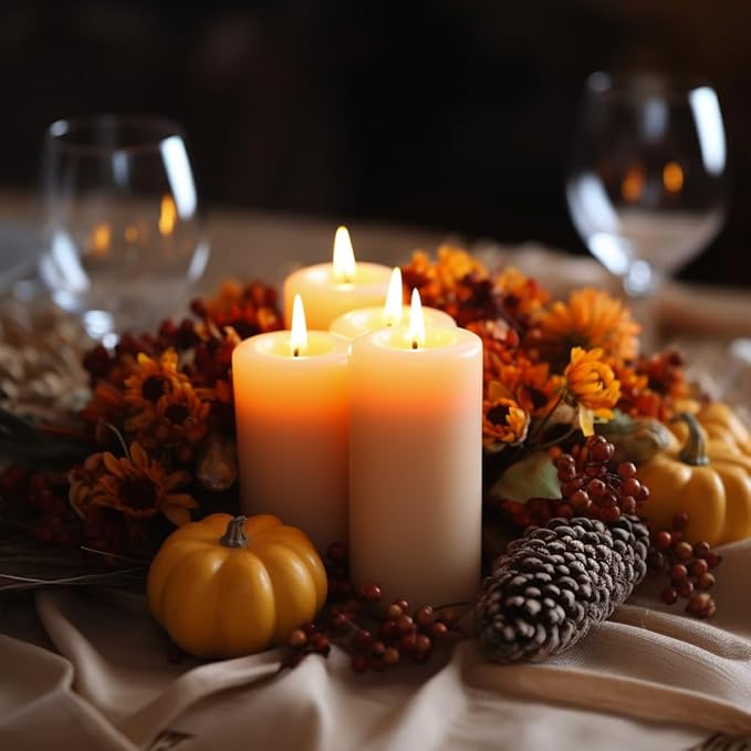 12 White Pillar Candles, 3x4 Inches Unscented Pillar Candles for Home,Wedding,Church, Dripless and Smokeless Table Candles Pillar, White Candles for Party, Relaxing, Approx 50 Hours Long Burning Time