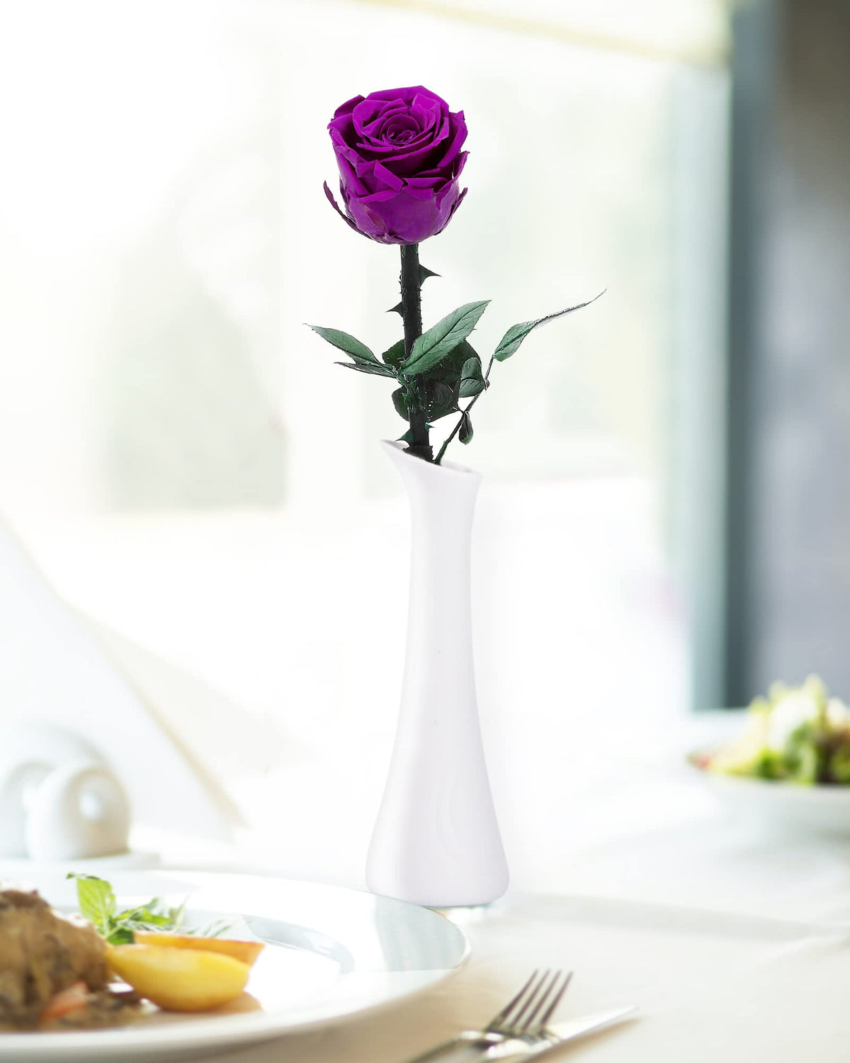 Purple Flowers for Delivery Prime, Preserved Purple Roses Flower Gifts for Women, Real Roses Single Rose Gifts for Her, Mom Birthday Gifts from Daughter, Valentines Flowers