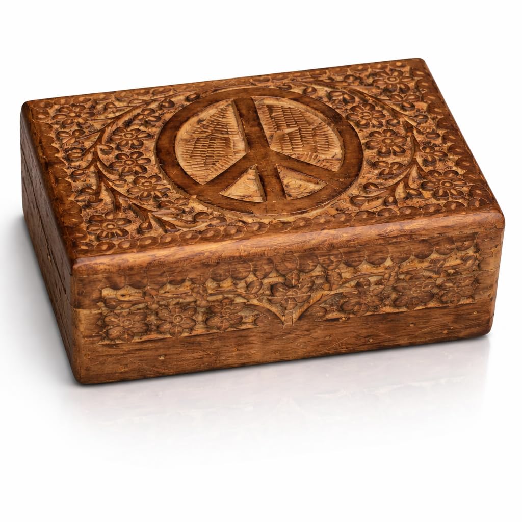 Great Birthday Gift Ideas Handmade Decorative Wooden Jewelry Box Jewelry Organizer Keepsake Box Treasure Chest Trinket Holder Watch Box Storage Box Anniversary Housewarming Gifts Women (Natural)