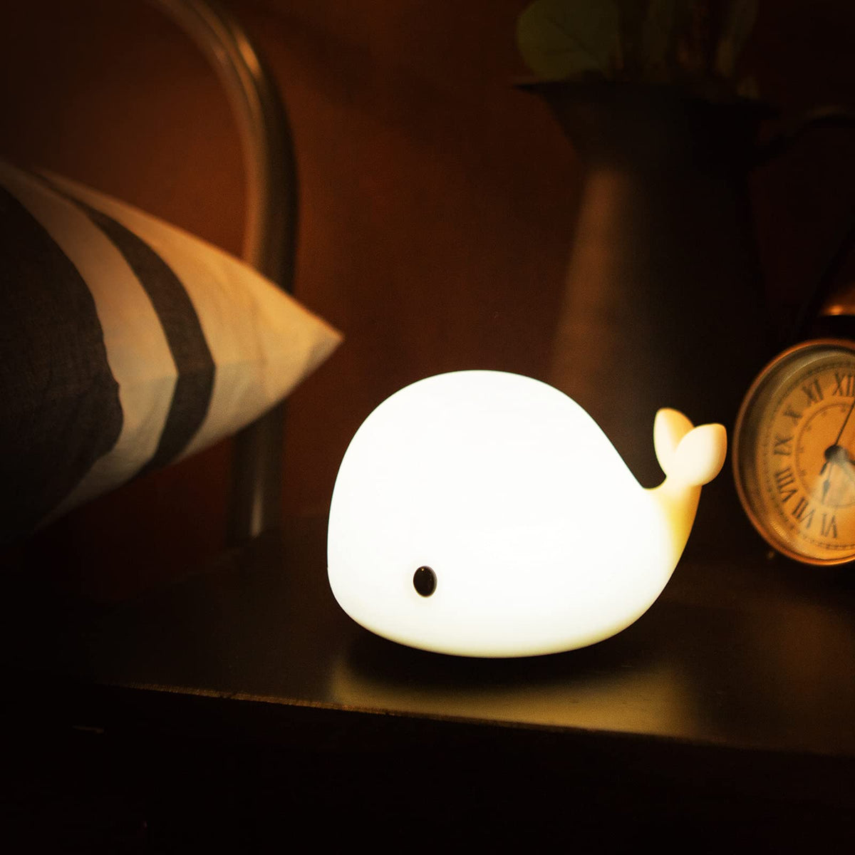 OURRY Cute Whale Night Light for Kids,Kawaii Baby Night Light with 7 LED Colors Changing,Tap Control Nursery Squishy Night Lamp,USB Rechargeable,Birthday Gifts for Baby,Girls,Boys,Toddler,Children