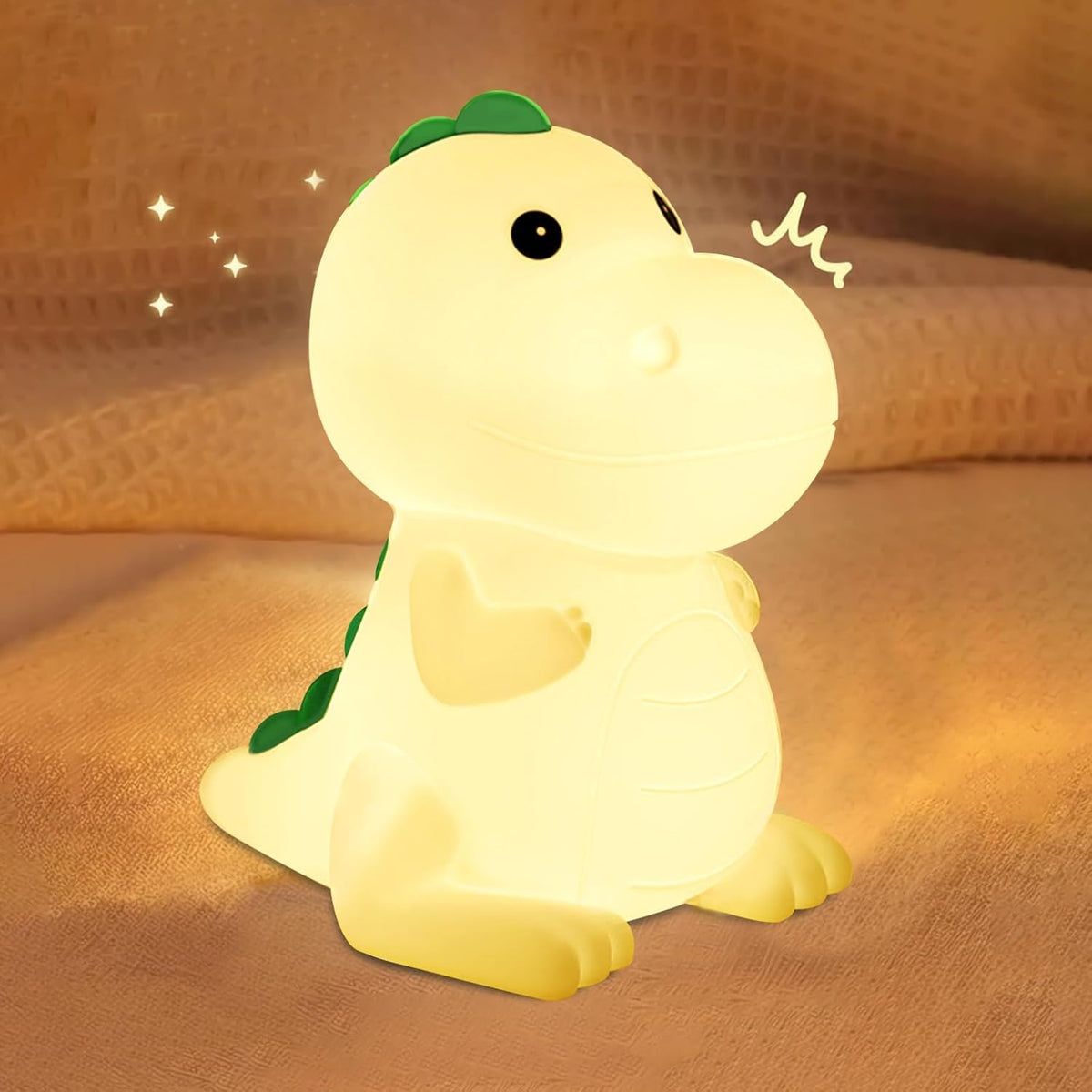 YunLone Kids Night Light Dinosaur Bedside Nursery Touch Lamp Dimmable with 7 Color Changing, Soft Squishy Silicone Cute Dino Night Lights Gifts for Kids Baby Room, Rechargeable for All-Night Use
