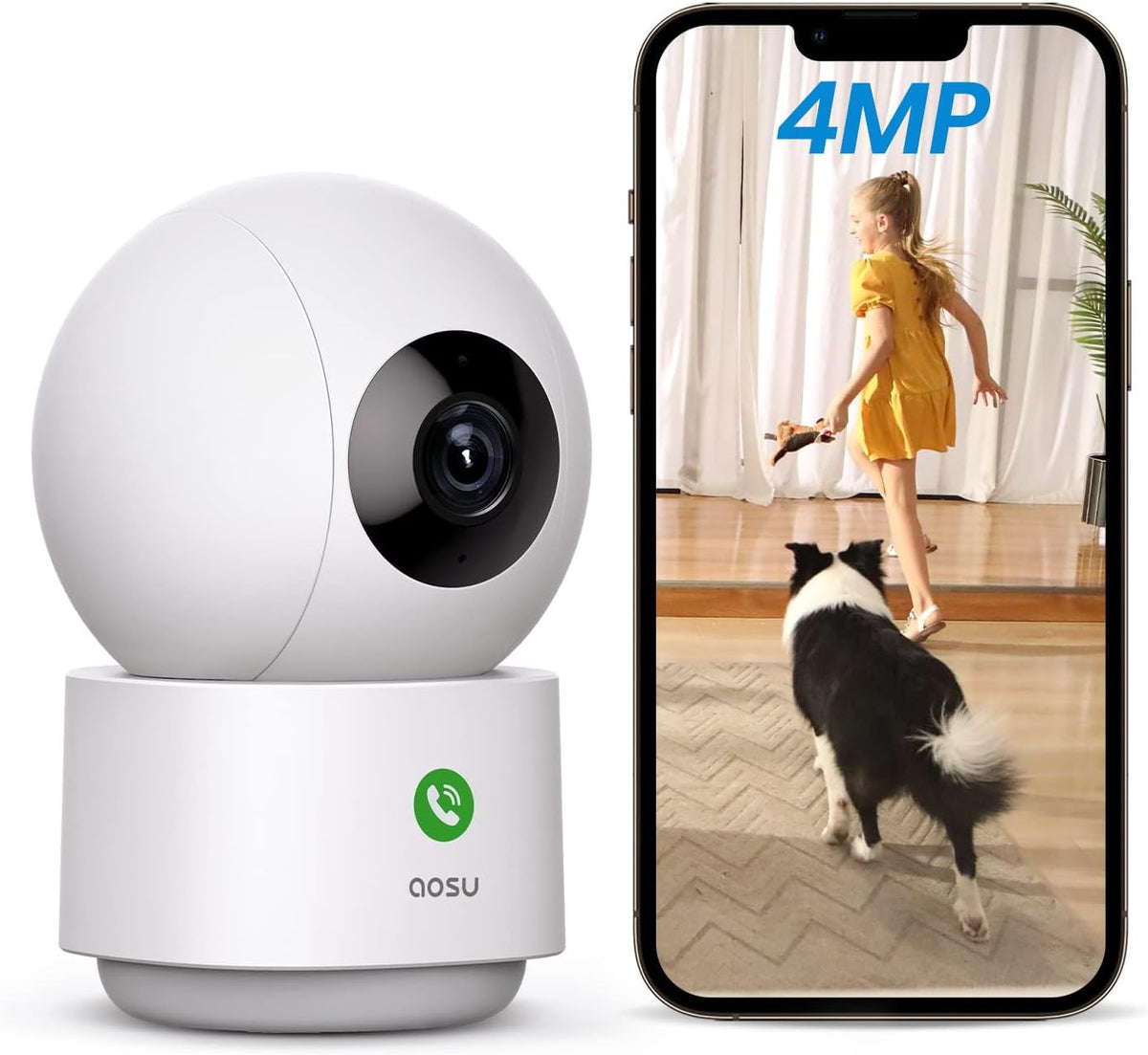 aosu 4MP 2.5K 360 5/2.4 Security Camera Indoor, Baby Monitor Pet Camera for Home Security, WiFi Camera with GHz Wi-Fi