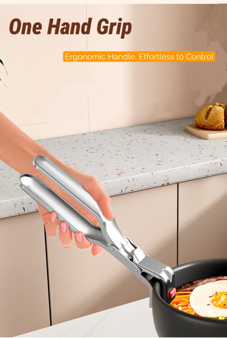 Multi-Purpose Hot Bowl Dish Pan Plate Gripper Kitchen Tweezers Grabber Lifter Clips Tongs Clamp Holder, Anti-Scald Stainless Steel,Non-Slip,for Oven, Air Fryer, Steamer, Pots & Bowls (Silver3)