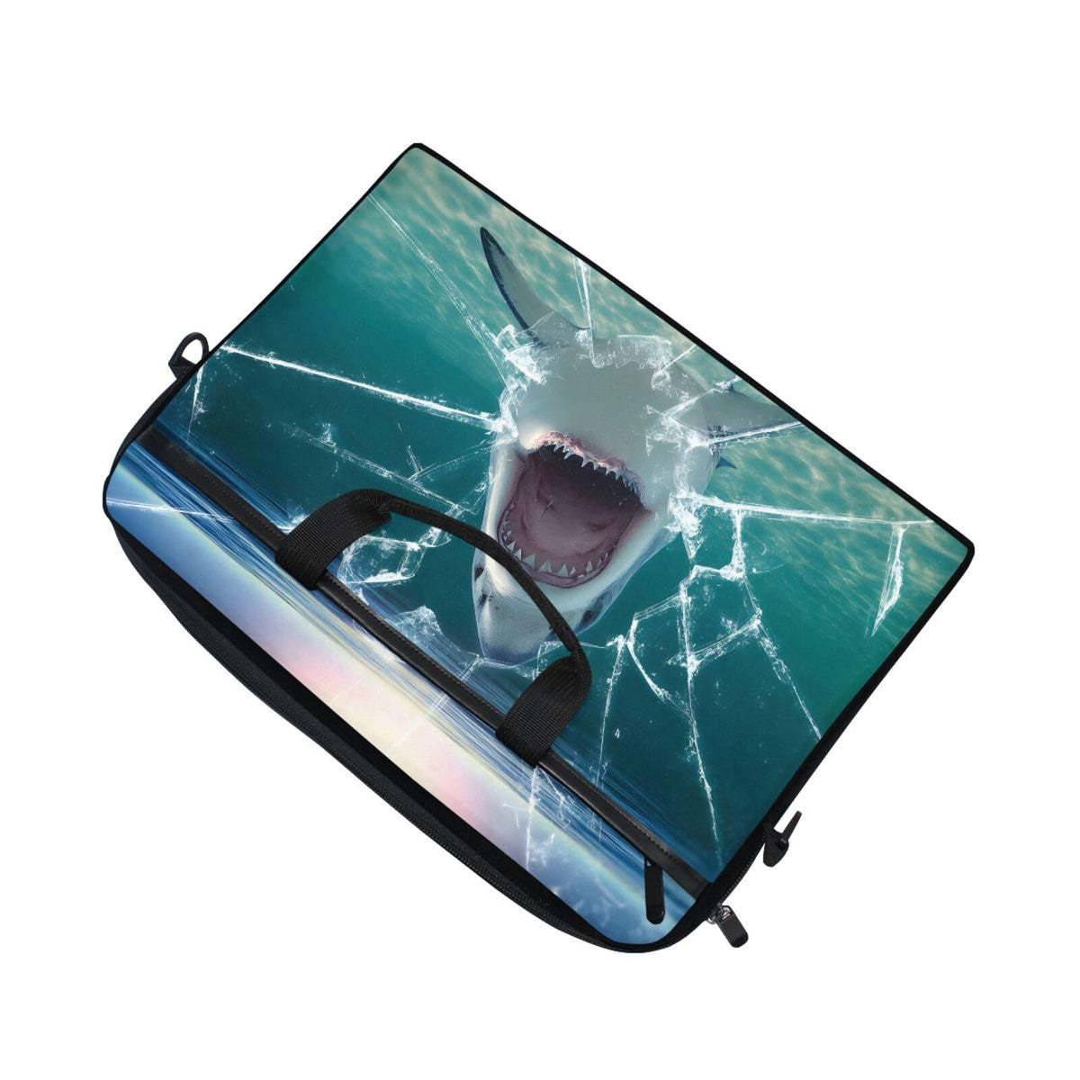 MRMIAN ALAZA Abstract Underwater Big Mouth Shark 15 inch Laptop Case Shoulder Bag Crossbody Briefcase for Women Men Girls Boys with Shoulder Strap Handle, Back to School Gifts