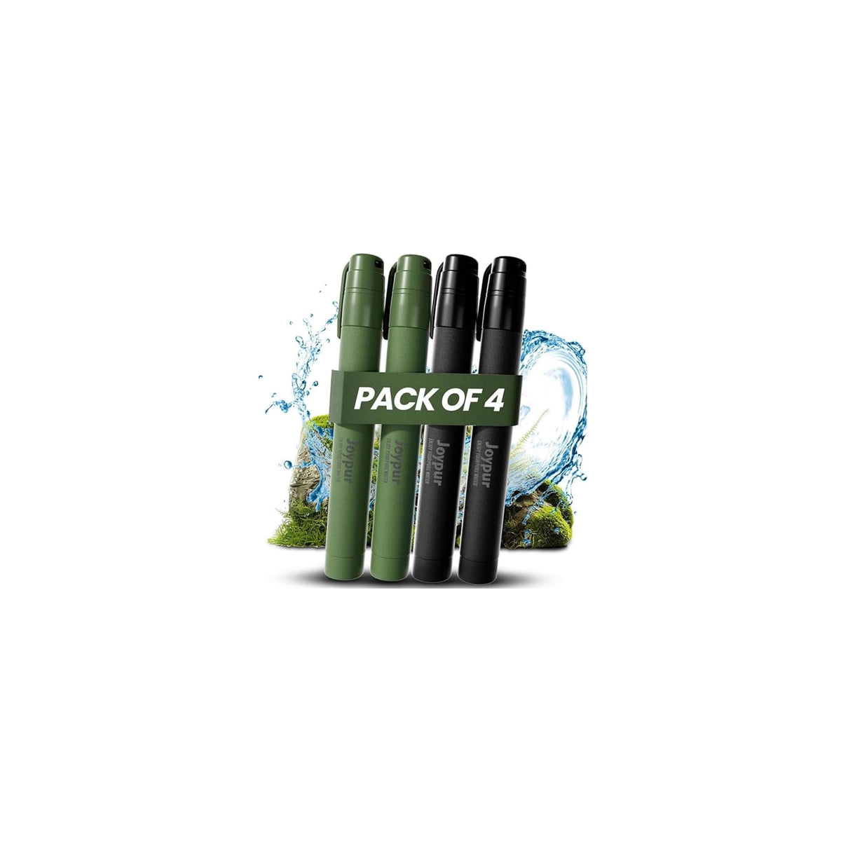 Portable Water Filter Straw Survival, Essential Camping & Hiking Gear, Water Purification Straw for Travel, Biking and Emergency Preparedness (2Black+2Green)