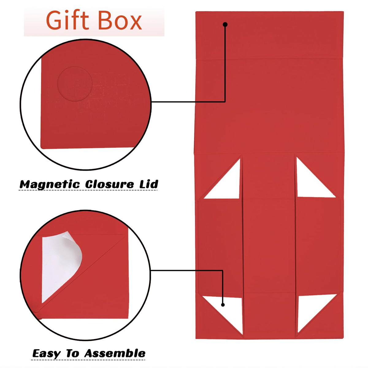 YINUOYOUJIA Large Gift Box14x9x4.5 Inch,Christmas Red Gift Boxes with Magnetic Closure Lid,Ribbon and Card,Present Box for Birthady Valentine's Day Mother's Day Anniversary