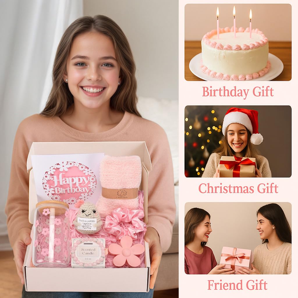 Nunubeo Birthday Gifts for Teen Girls, Cute Pink Birthday Gift Box Set for Girl, Daughter, Sister, Friend