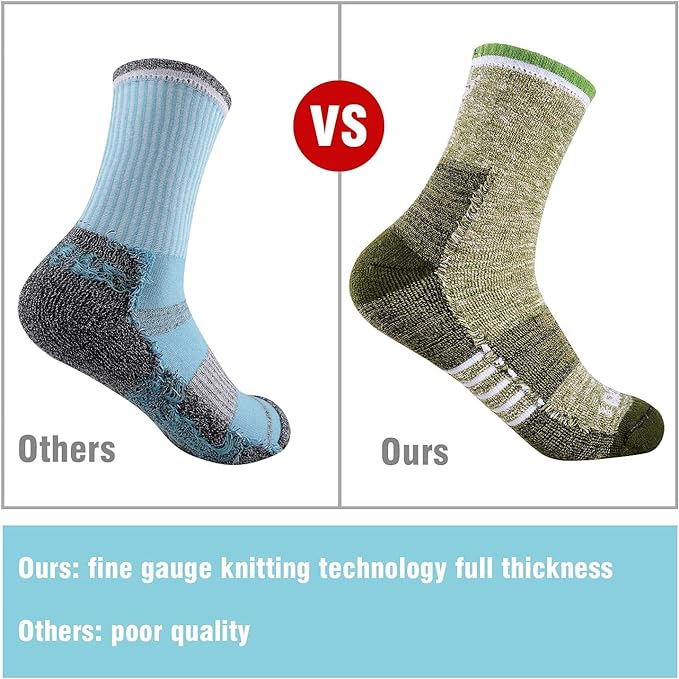FEIDEER Women's Hiking Walking Socks, Multi-pack Outdoor Recreation Socks Wicking Cushion Crew Socks