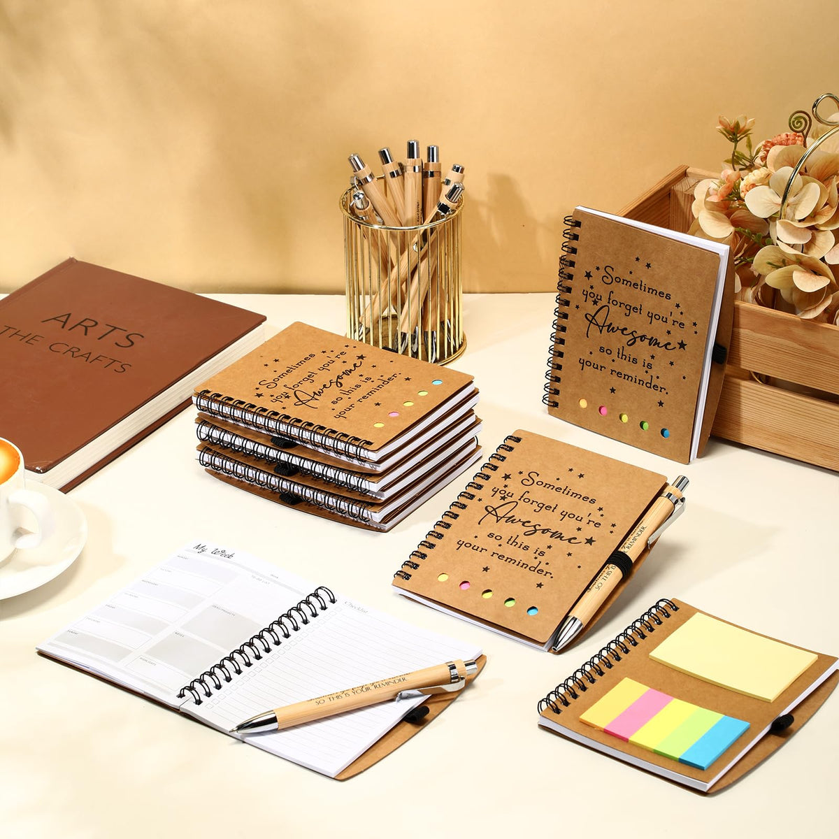Moinchore 20 Sets Teacher Appreciation Gifts Thank You Gifts Inspirational Spiral Notebooks with Sticky Notepad and Bamboo Pen Nurse Week Gift for Team Nurse Coworker Graduation (Sometimes You Forget)