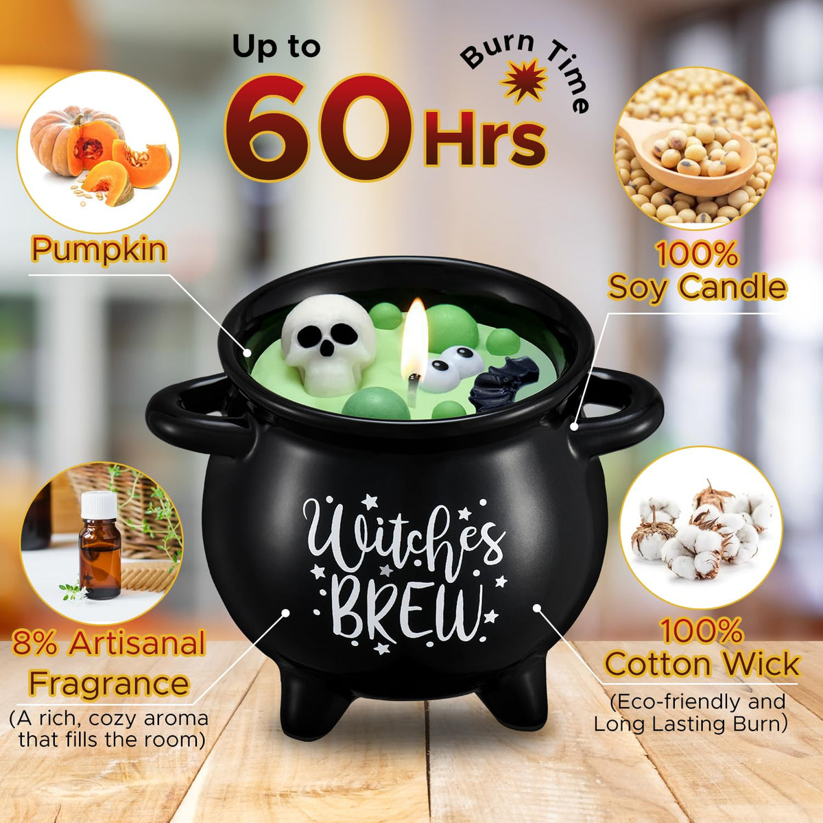 Kederwa Boo Basket Stuffers for Women, Halloween Boo Basket Gifts 14OZ Witch Brew Scented Candle Up to 60 Hours Burn Time Boo Basket Gifts for Girls