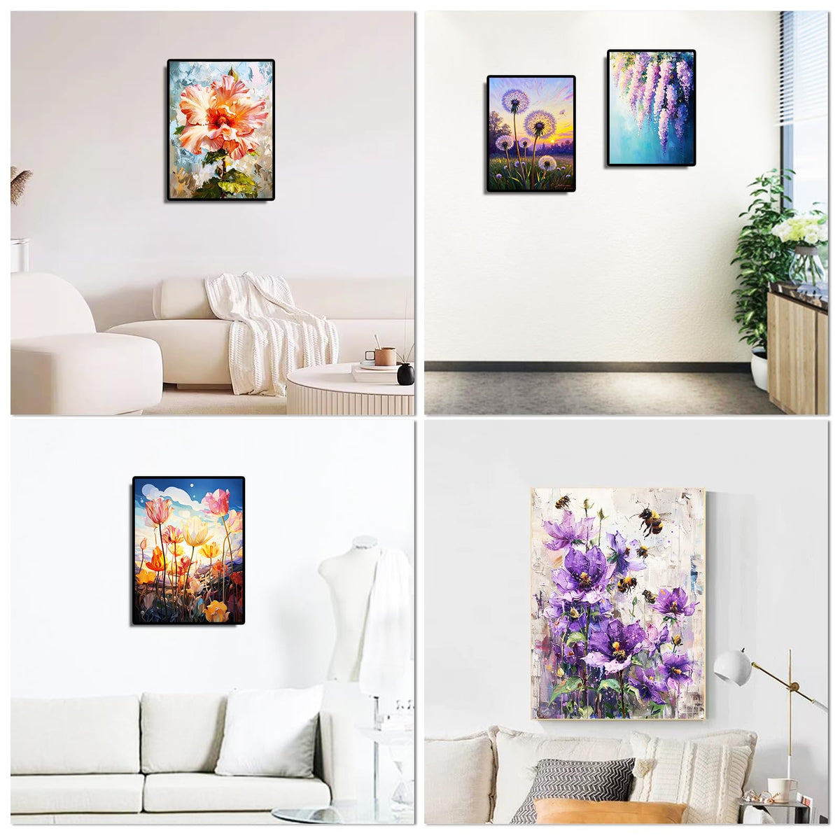 BWFY 12 Pack Diamond Art Kits for Adults,5D Diamond Painting Kits for Adults,Flower Series Paint with Numbers Diamonds for Home Wall Decor Festival Gift, 12x16 Inch