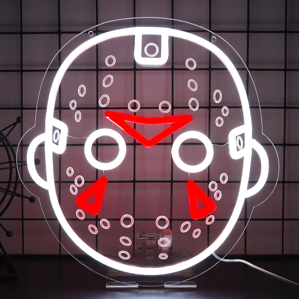 TOPQUALI Horror Movies Neon Signs For Wall Decor, Dimmable Friday The 13th Led Light Up Signs for Room Bar Man Cave Movie Night Party Halloween Decorations Gifts 12.2 * 12.5 inch