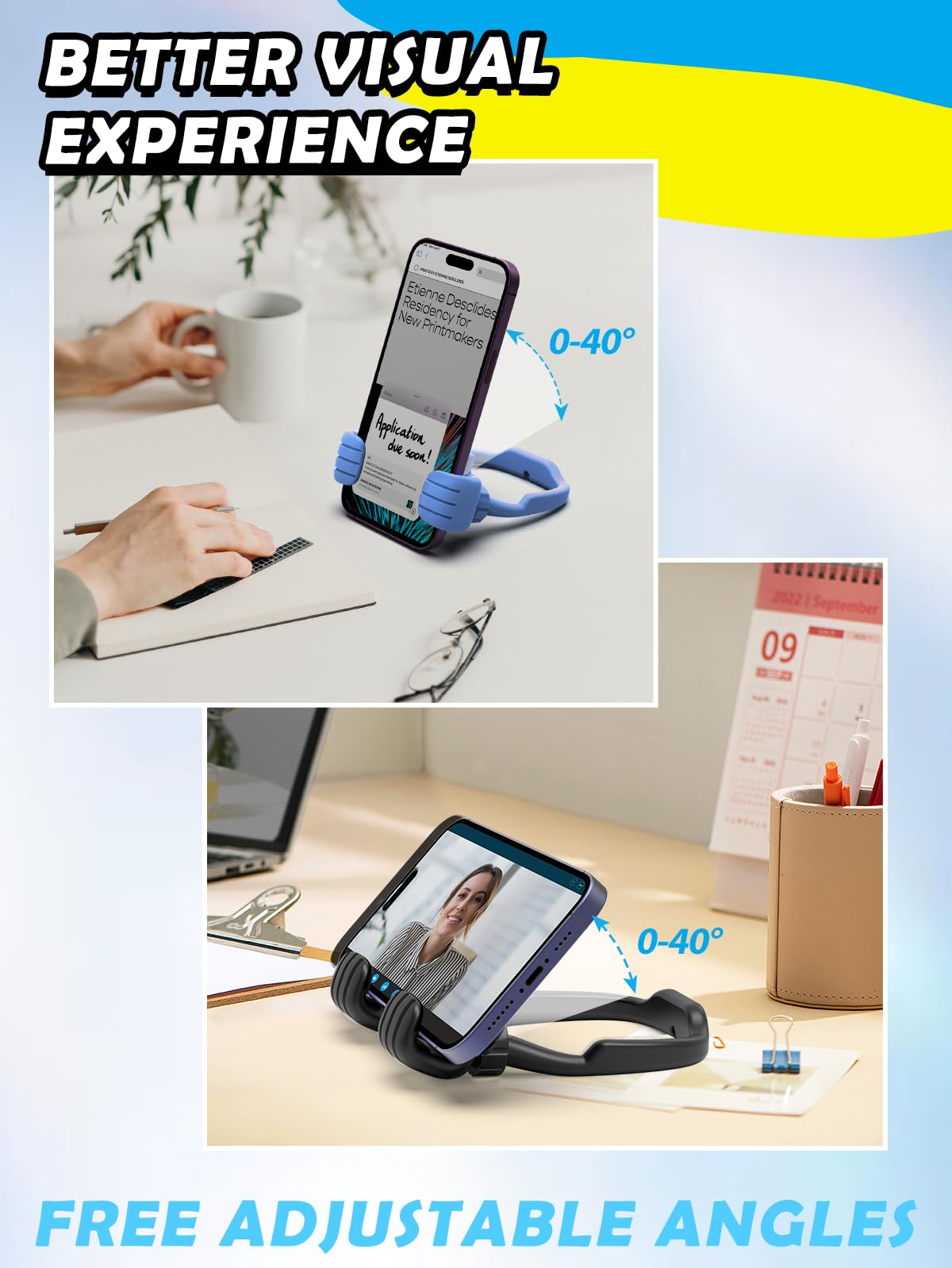CALDEVER Easter Basket Stuffers for Teens Boys Girls Him Men Ideas: 2 Pack Thumbs Up Lazy Phone Stand Cell Phone Holder Easter Gifts for Kids Teenage Son Her Women Wife Adults Funny Cool Gadgets