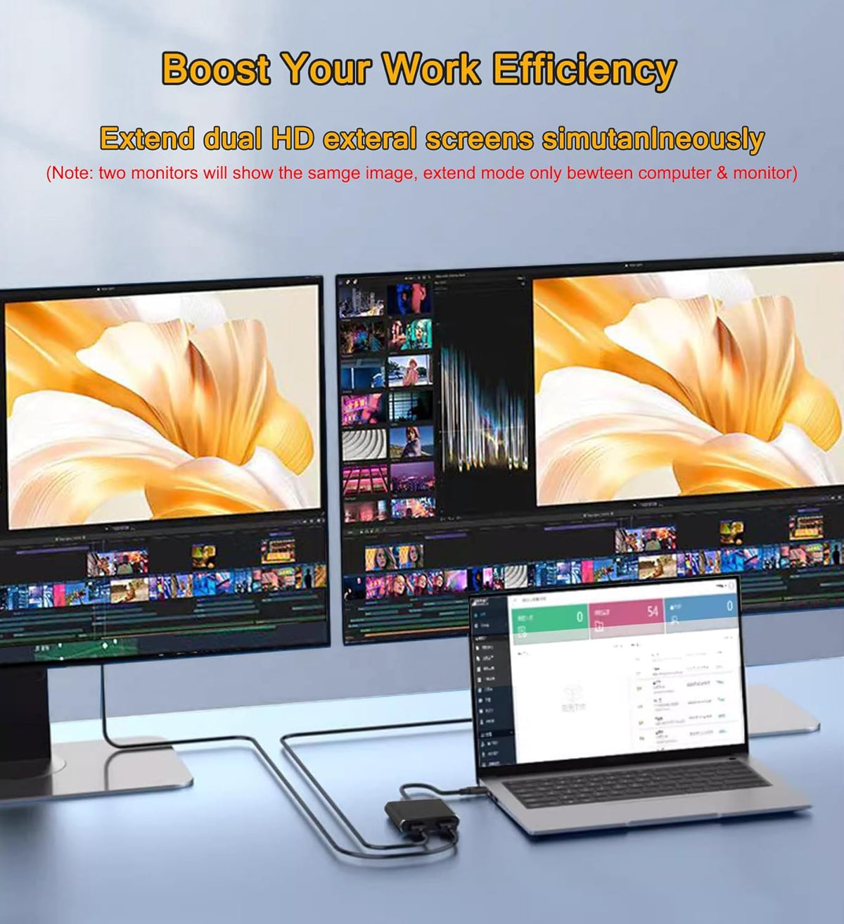 AKWOR 2 3.0 1920 1080P@60HZ USB to HDMI Adapter for Monitors, USB to Dual HDMI Adapter * Full HD Audio Video Graphics