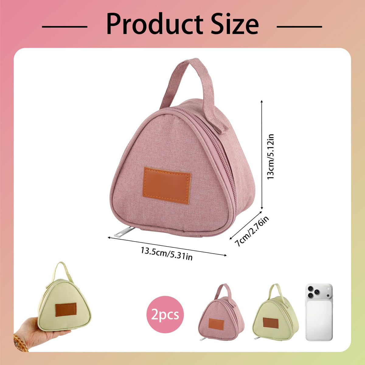 ARPOVIST 2 Pack Mini Reusable Snack Bags, Large Capacity Leakproof Sandwich Bag Food Container Multipurpose Picnic Handbags for Work Travel Outdoors Gym Picnic Lunch Box(Pink and Light Yellow)