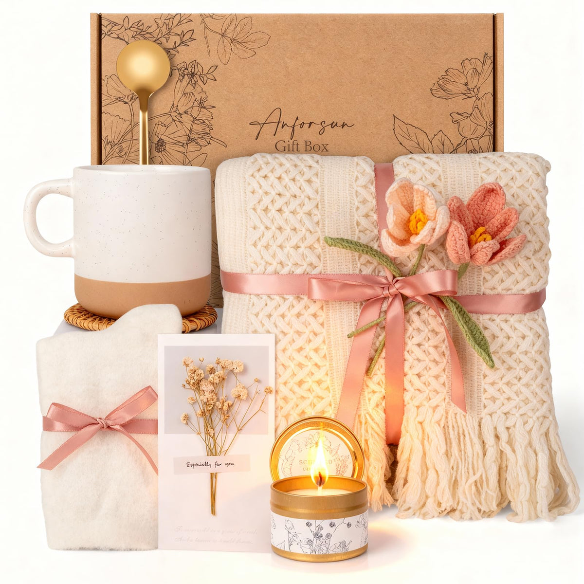 Gift Baskets for Women, Birthday Gifts for Women, Self Care Gift Baskets Care Package, Thank You, Get Well, Sympathy Inspirational Friendship Gifts for Mom, Grandma, Sister,Friends, Girls