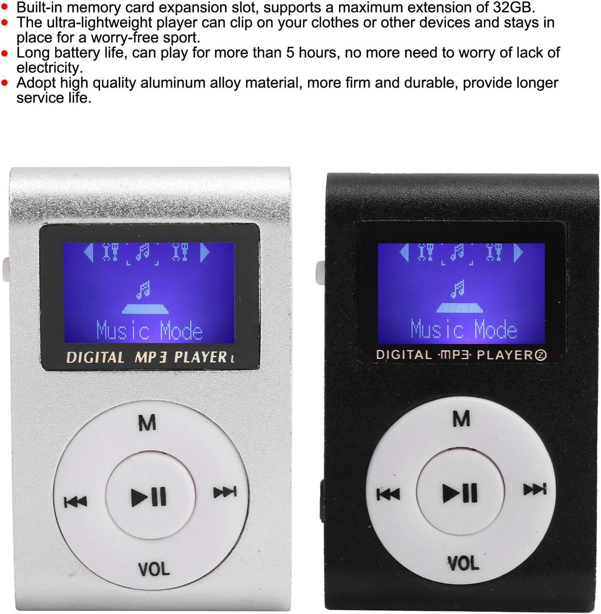 Archuu MP3 MP3 Mini Portable Player with BackClip LCD Screen Mini Music Player Portable Digital Music Media Player