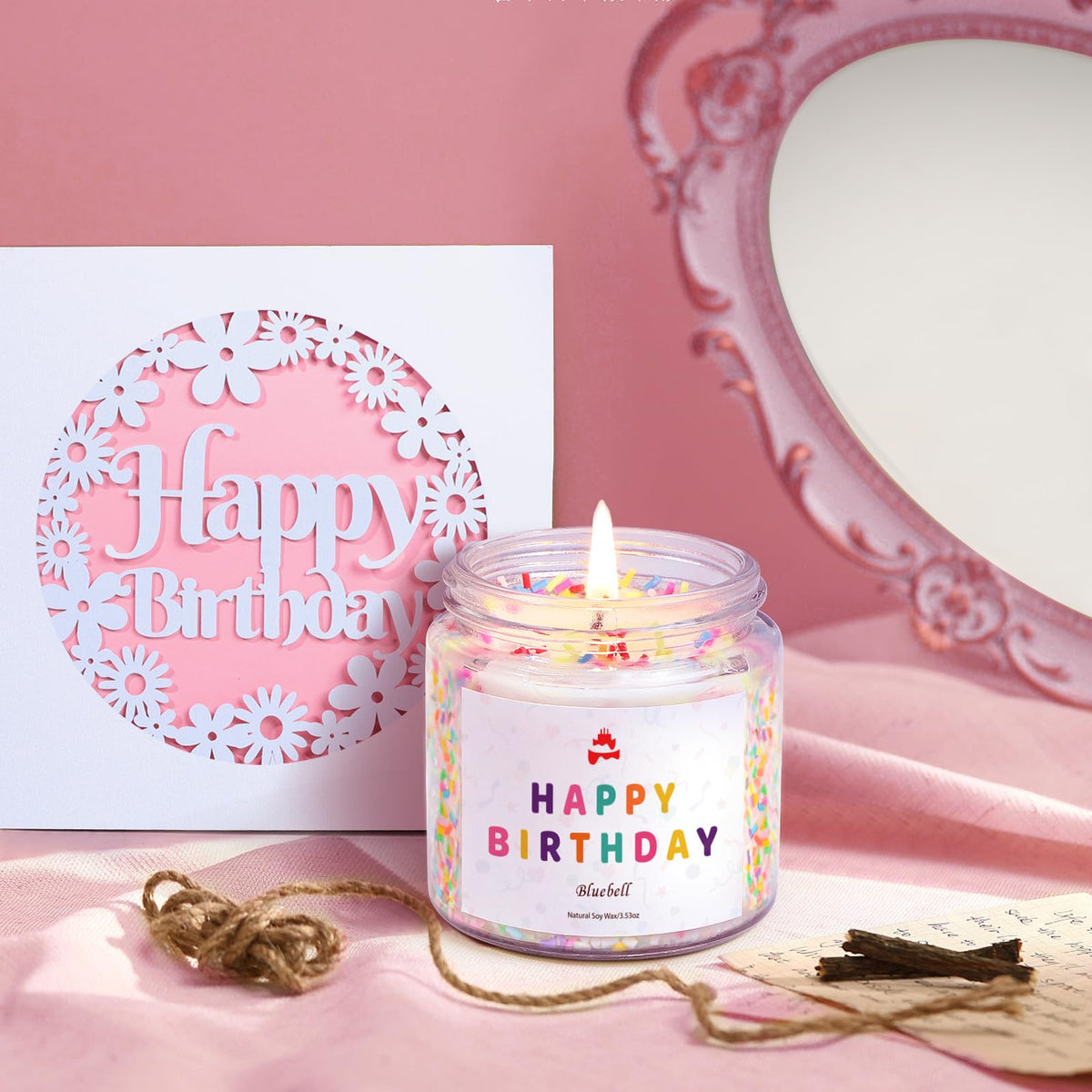 iAOVUEBY Birthday Gifts for Women, Teen Girl Gifts, Birthday Gift for Her, Happy Bday Gift Box for Girl, Women, Sister, Daughter, Best Friend, Friendship, Cute Daisy Glass Cup Set 7PCS, 16oz, Pink