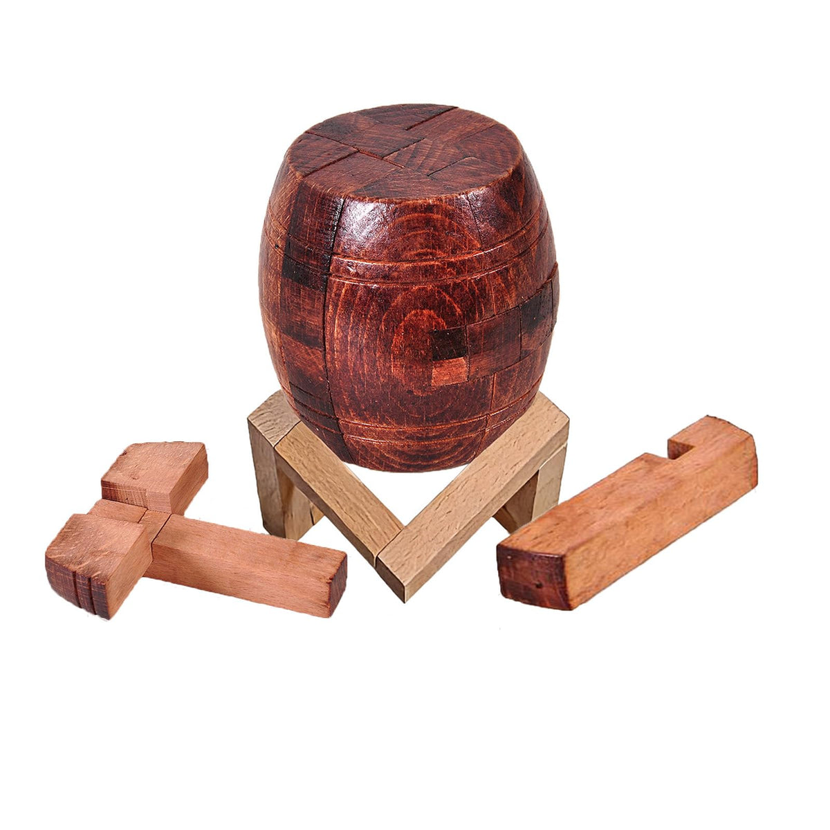 RICHOOSE Wooden Brain Teaser Puzzles for Adults - Challenging 3D IQ Logic Games for Teens 14+, Stress Relief Desk Toys & Office Decor, Unique Gifts for Men, Women, Seniors (Barrel)