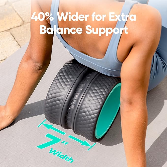 FitBeast Back Roller - Deep Tissue Massage Wheel, Yoga Wheel & Back Stretcher for Pain Relief (9'', Blue)