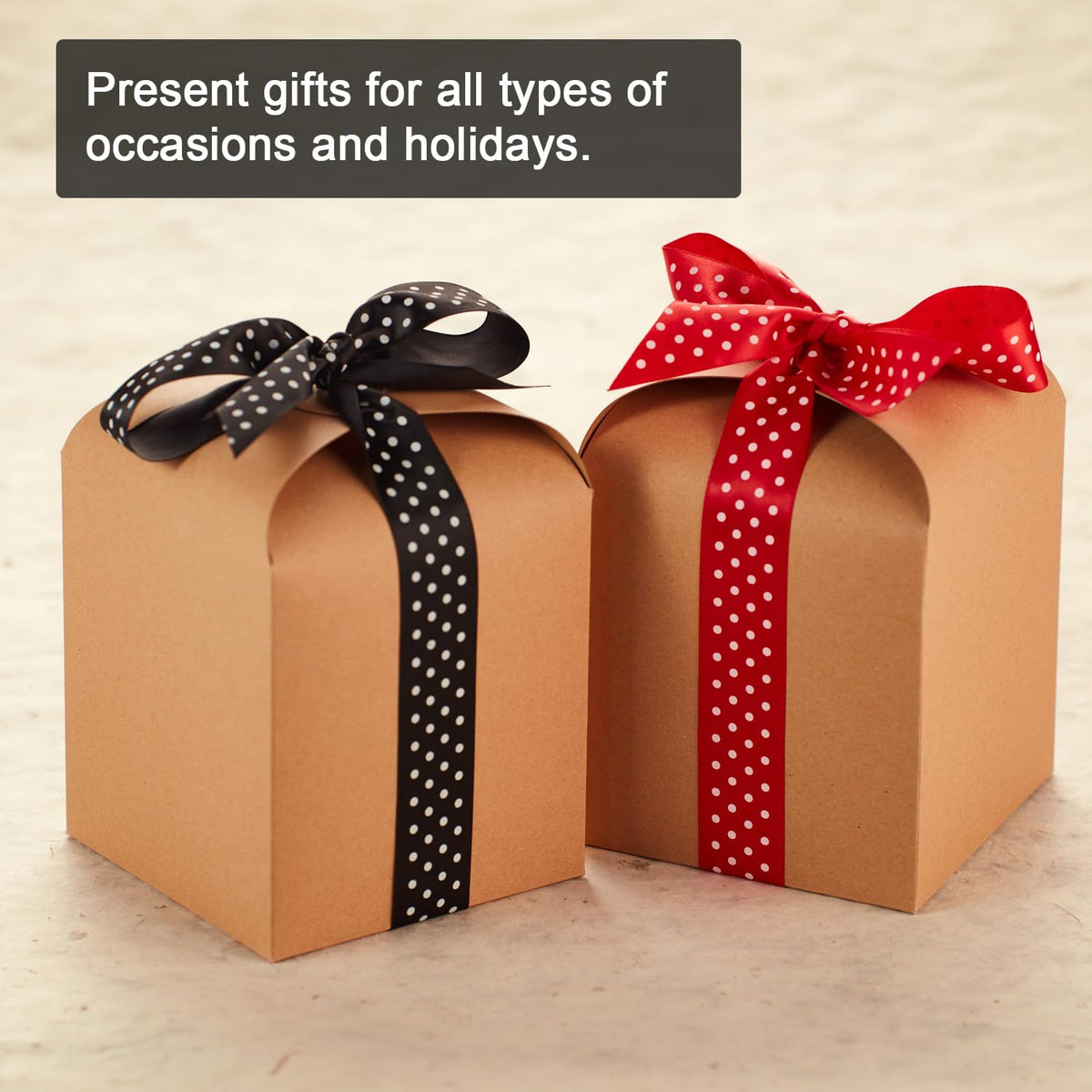 Brown Kraft Cookie Boxes with Lids & Ribbons (20 Pack) 6x5x5 Tall Square Gift Boxes for Mugs, Small Presents, Candles, Baked Goods, Candy, Fudge, Christmas, Decorative Food Packaging, Bulk, Empty