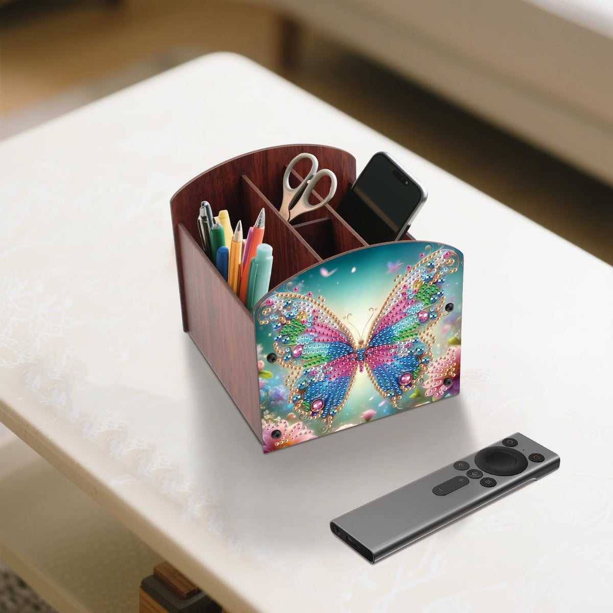 Tontut Diamond Painting Kit Storage Box, Beautiful Butterfly 5D DIY Open Multi-Compartment Organiser Box, for Storing Desktop Items, Handmade Creative Gift