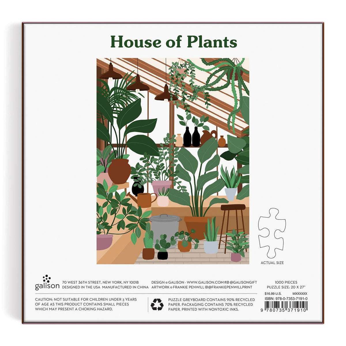 Galison House of Plants 1000 Piece Puzzle in Square Box from Galison - Fun and Botanical 1000 Piece Puzzle, Featuring Artwork from Frankie Penwill, Thick and Sturdy Pieces, Great Gift Idea