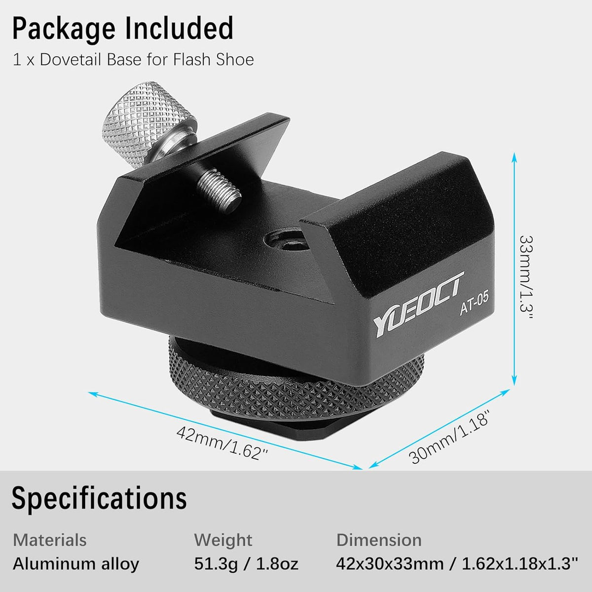 Yueoct 1/4" Metal Telescope Finderscope Mount Adapter Finder Scope Base Dovetail Bracket with Threaded Hole for Video