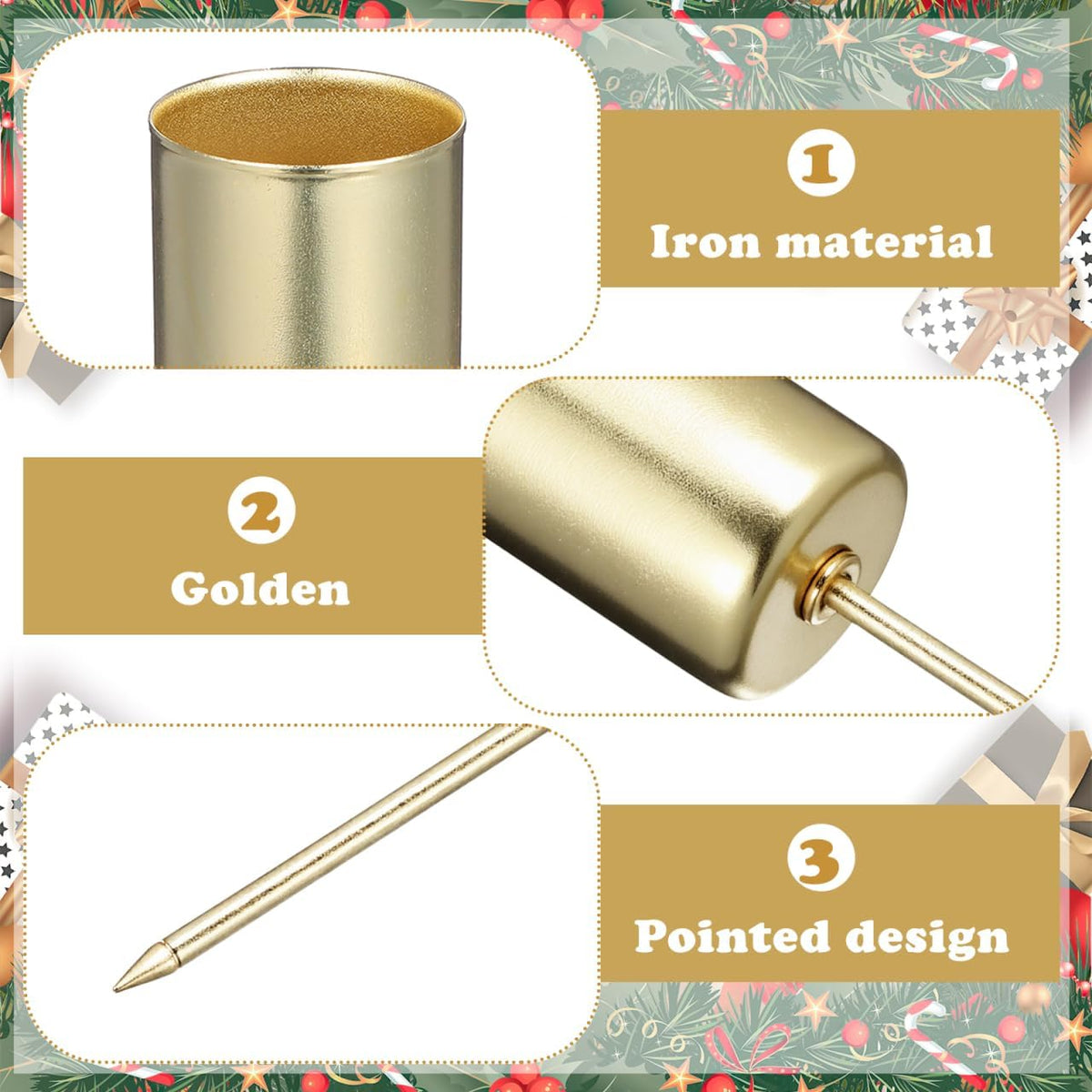 Skiennix Christmas Taper Candle Holders - Elegant Gold Liners for Pillar & Tealight Candles | 5 Pcs Set