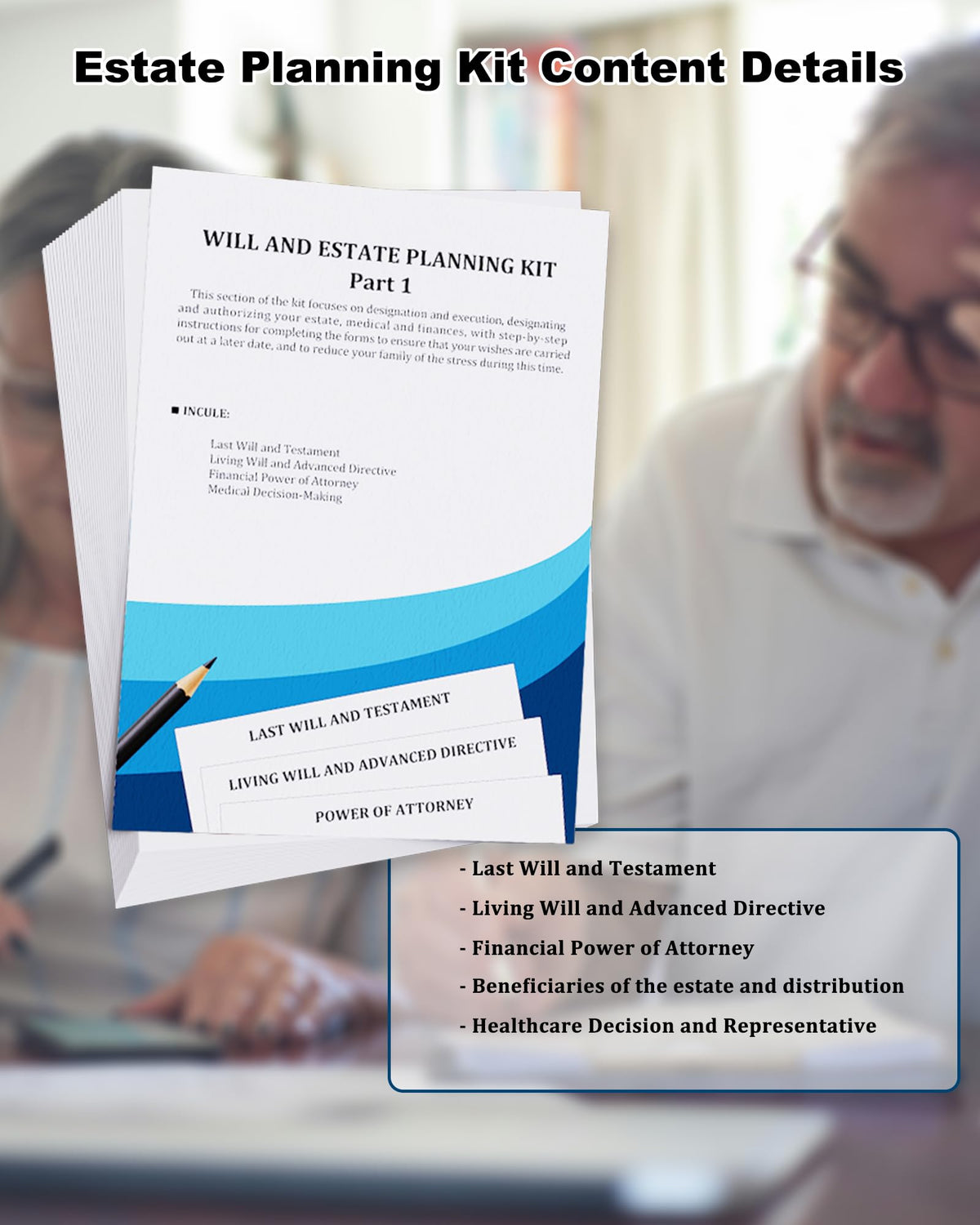 Estate Kit - Personal File Organization Kit and Estate Planning Kit, Systematic Organisation of Document Organizer and Planning, Detailed Instructions for Living Wills, Last Wills and testaments, POA