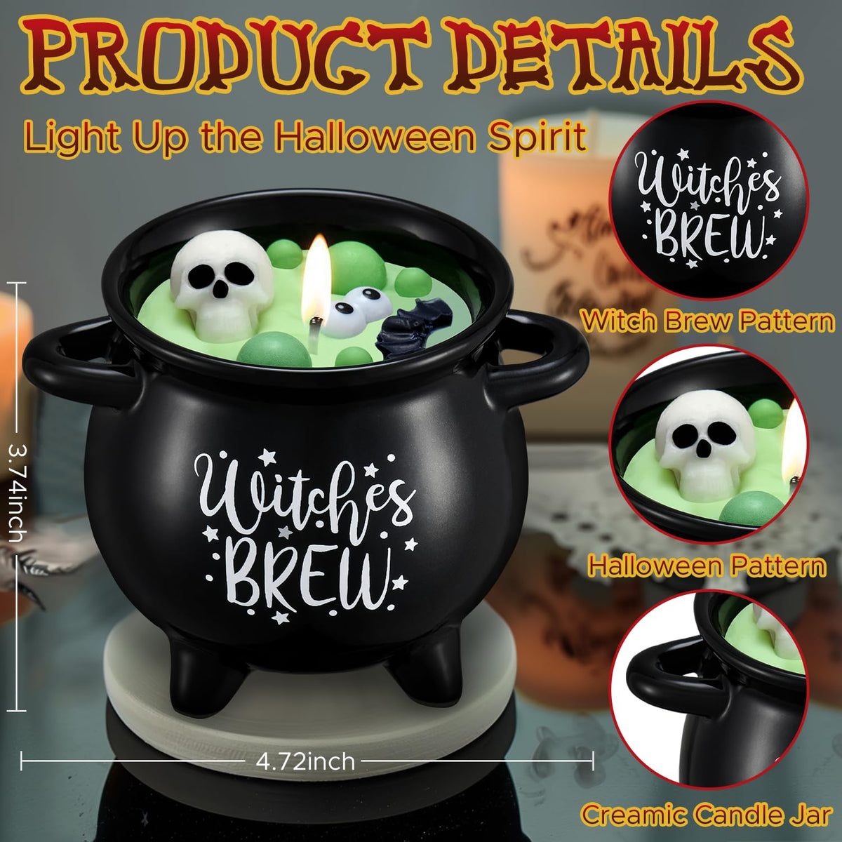 Kederwa Boo Basket Stuffers for Women, Halloween Boo Basket Gifts 14OZ Witch Brew Scented Candle Up to 60 Hours Burn Time Boo Basket Gifts for Girls