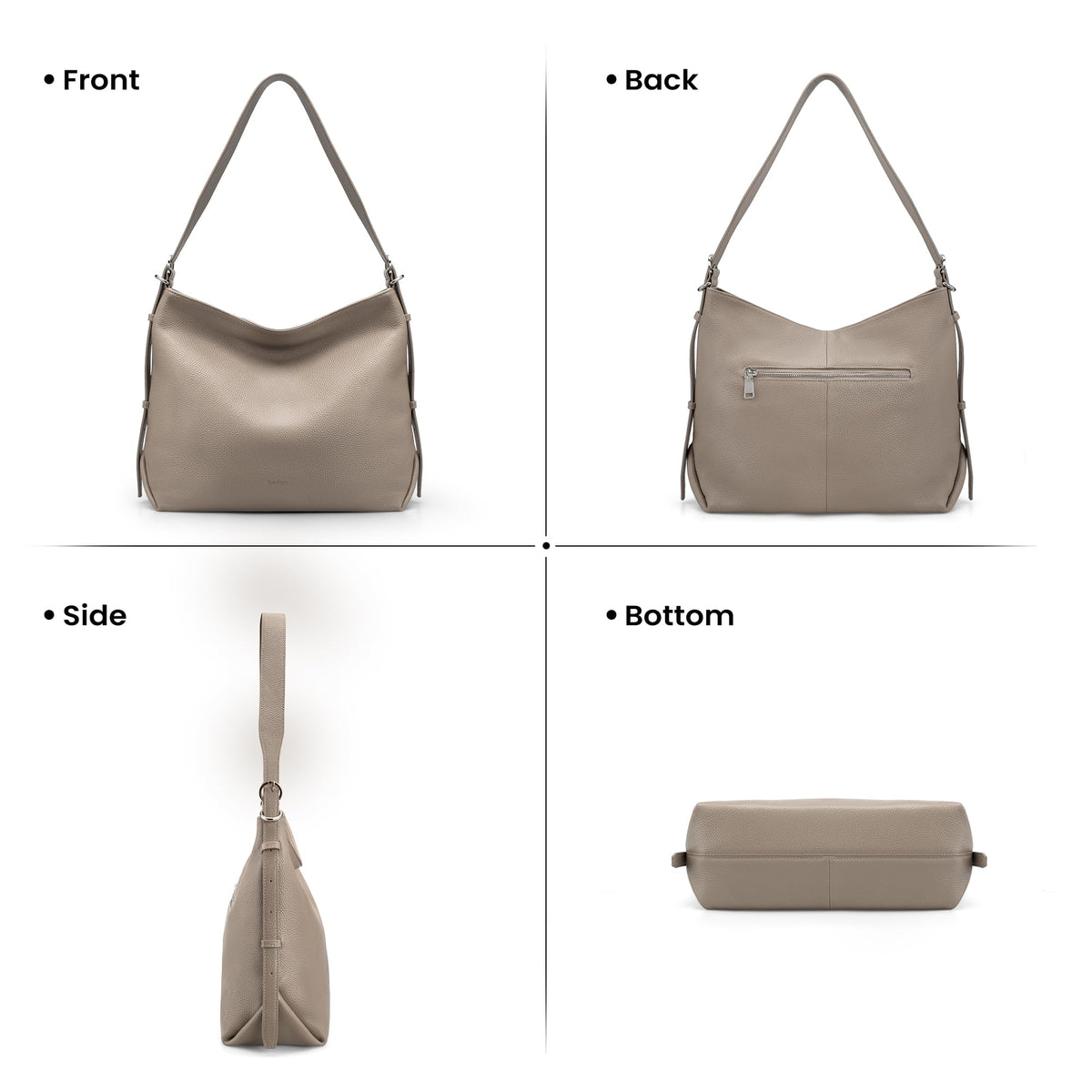 befen Soft Real Leather Hobo Bags for Women, Woman Crossbody Purses Leather Purse Shoulder Handbag Slouchy Bag for Daily & Travel Taupe