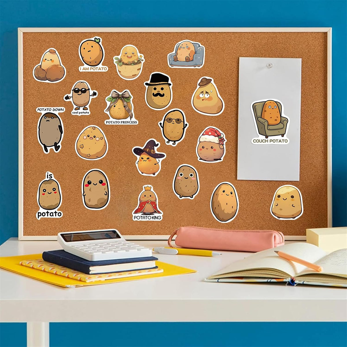 WASHBO 50Pcs Potato Stickers Funny Cartoon Potato Vinyl/PVC Decals for Kids Boys Girls, Cute Stickers for Water Bottles