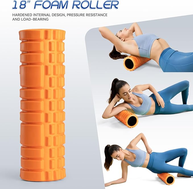 Foam Roller High Density 18" Foam Roller for Deep Tissue Muscle Massage, Trigger Point Fitness Exercise Massage Roller Self-Myofascial Back Roller Release for Whole Body