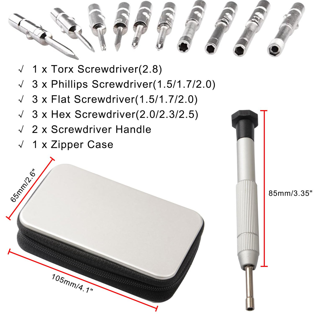 CJRSLRB Screwdrivers Kit Repair Tool for Eyeglass/Glasses/Watch/Cellphone/Clock 12-Pieces Eyeglass Repair Tools Kit Precision Mini Screwdriver Set (Travel Pocket)