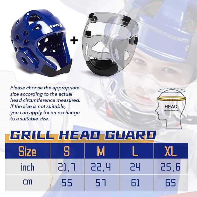 Kids Adults Karate Headgear with Face Shield, MMA Martial Arts Headgear Boxing Soft Helmet Taekwondo Sparring Head Gear