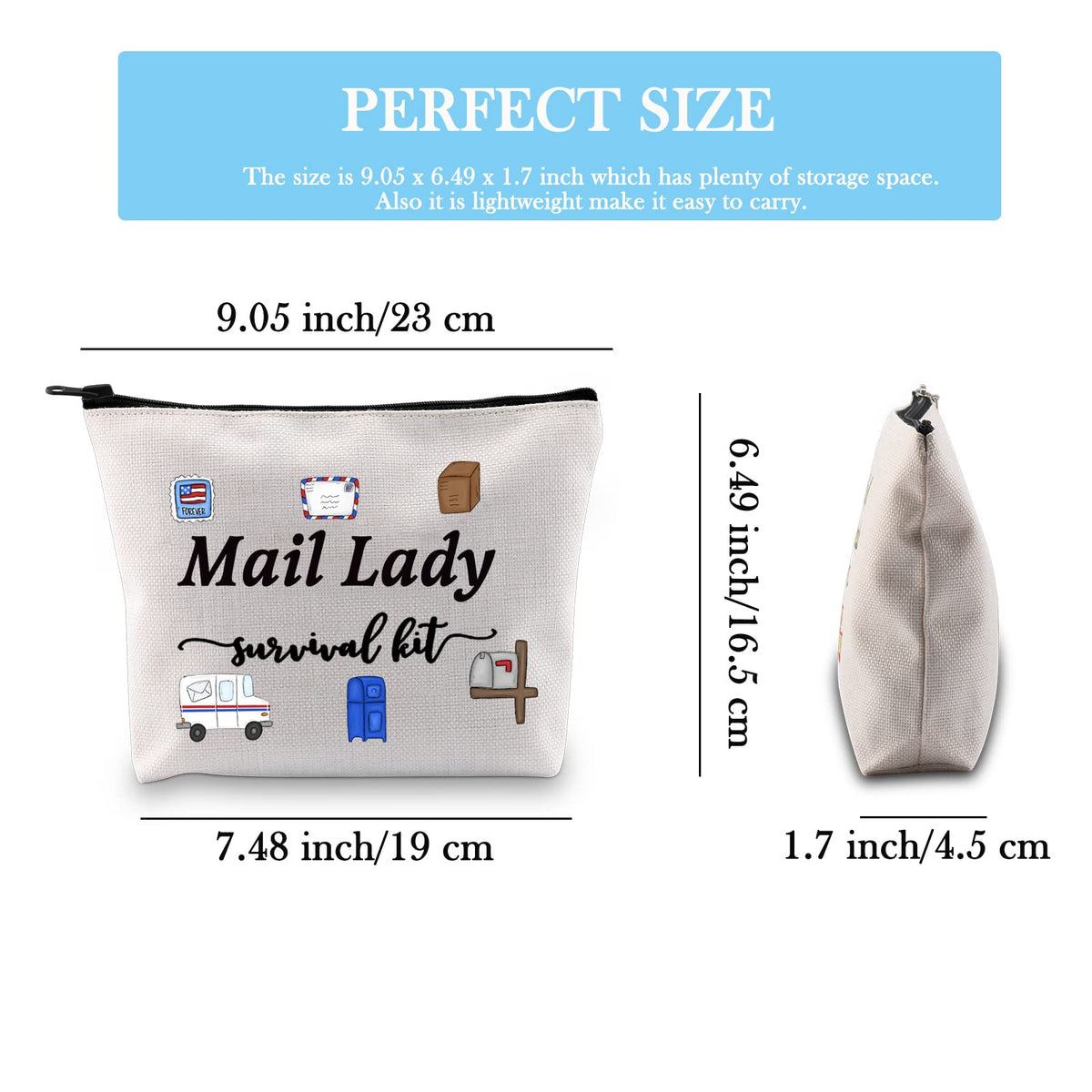 GJTIM Mail Lady Survival Kit Postal Worker Gift Zipper Pouch Makeup Bag Appreciation Gift for Mail Carrier Mailman (Survival Mail Lady Bag)