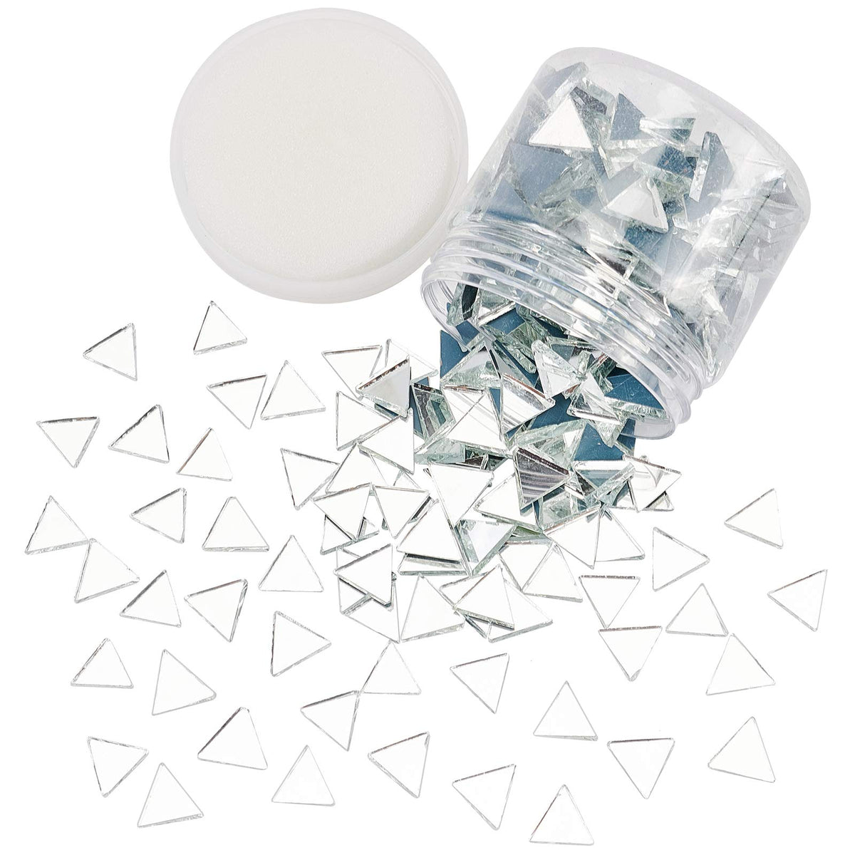 PH PandaHall 260g 0.5 inch Triangle Glass Mirror Tiles Mini Glass Decorative Mosaic Tiles for Home Decoration Crafts Jewelry Making, Clear