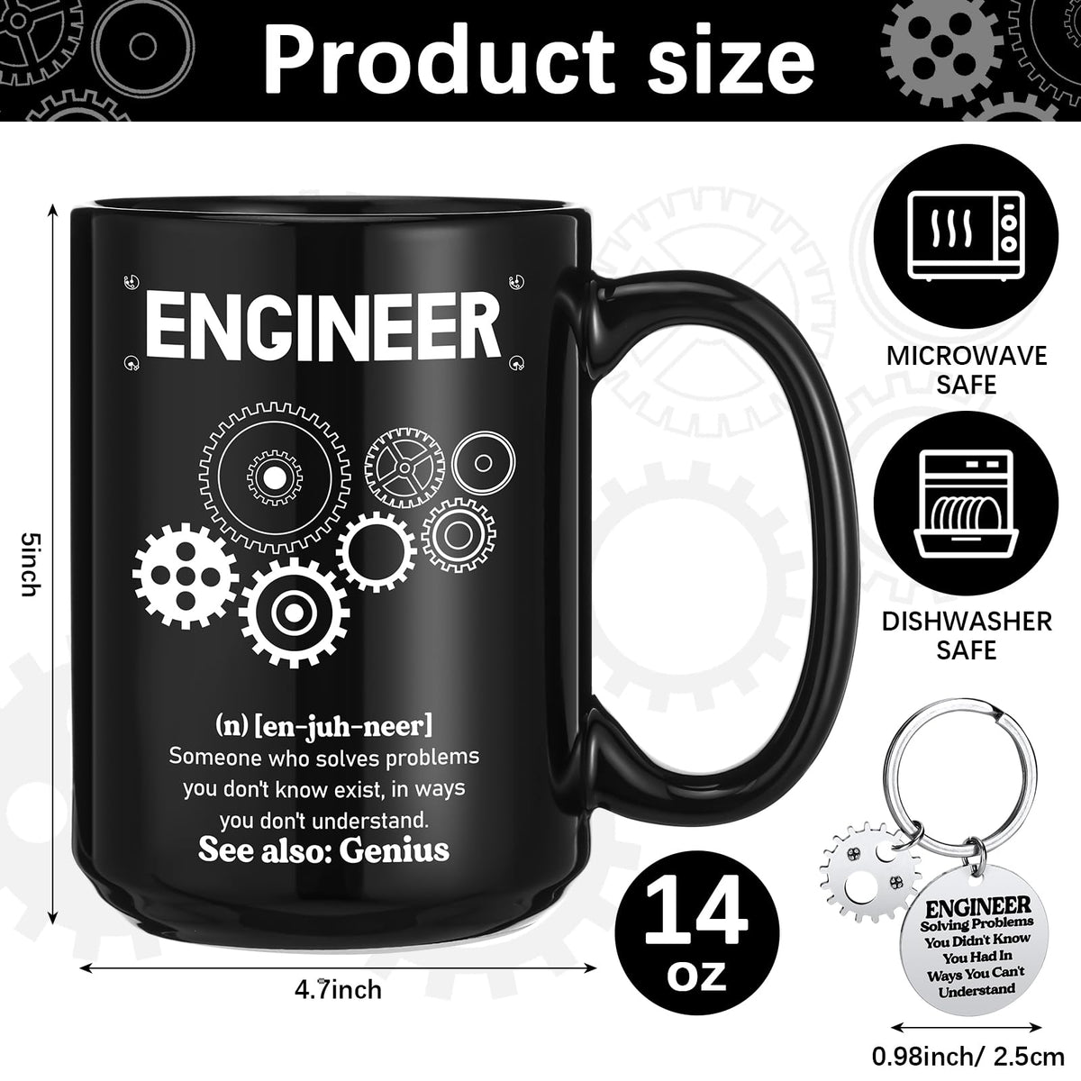 Panitay Engineer Gifts Set for Men 9 in 1 Multi Tool Pen 14 oz Engineer Coffee Mug Keychain Sock Gadget Birthday Retirement Employee Spirit Month Gift for Father Mechanical Electrical